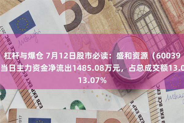 杠杆与爆仓 7月12日股市必读：盛和资源（600392）当日主力资金净流出1485.08万元，占总成交额13.07%