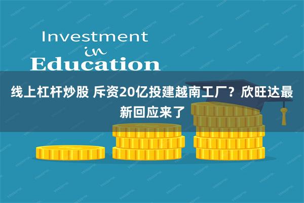 线上杠杆炒股 斥资20亿投建越南工厂？欣旺达最新回应来了