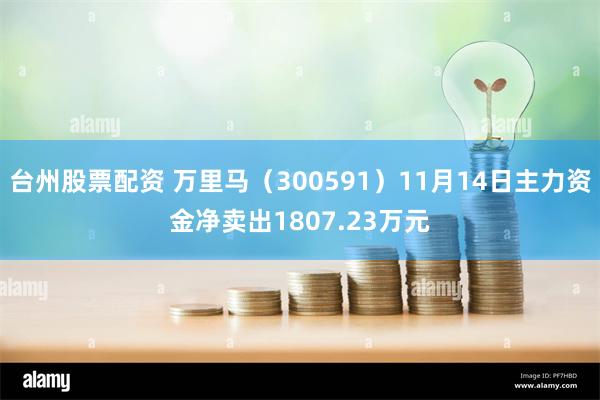 台州股票配资 万里马（300591）11月14日主力资金净卖出1807.23万元